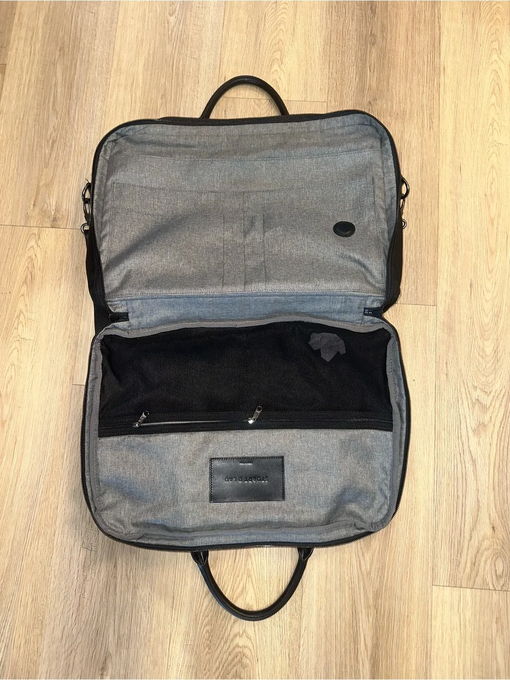 Stuart & Lau Cary Briefcase Double Black Laptop Work Bag